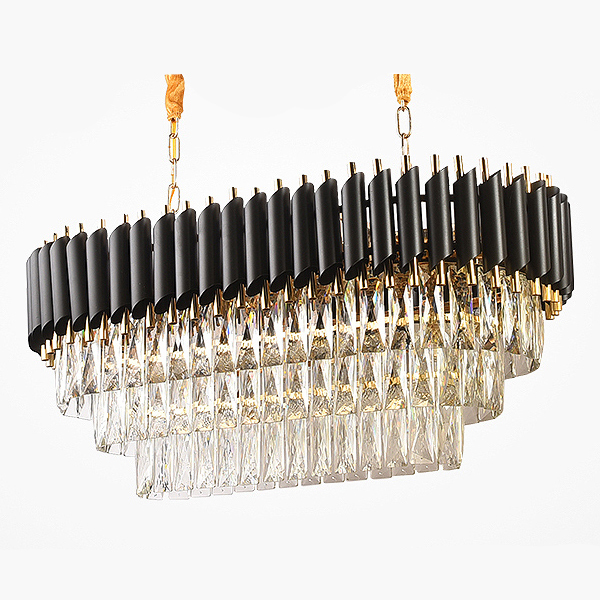 Люстра Empire Black Rectangular Chandelier Crystal Черный Золотой Прозрачный в Нижнем Новгороде | Loft Concept 