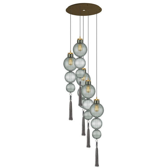 Люстра Heathfield Lighting - Medina Circle 5 Chandelier Хром Латунь Прозрачный Коричневый Голубой в Нижнем Новгороде | Loft Concept 