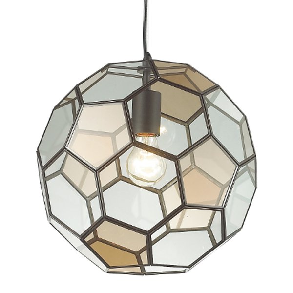 Подвесной светильник Glass & Metal Cage Pendant Globe Multi Прозрачное Стекло Янтарь (Amber) Черный в Нижнем Новгороде | Loft Concept 