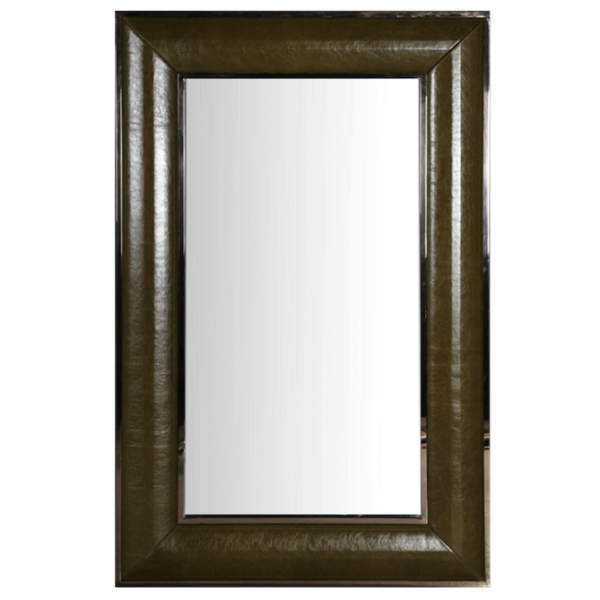 Зеркало настенное Leather Lux Mirror Square Oliva Оливковый в Нижнем Новгороде | Loft Concept 