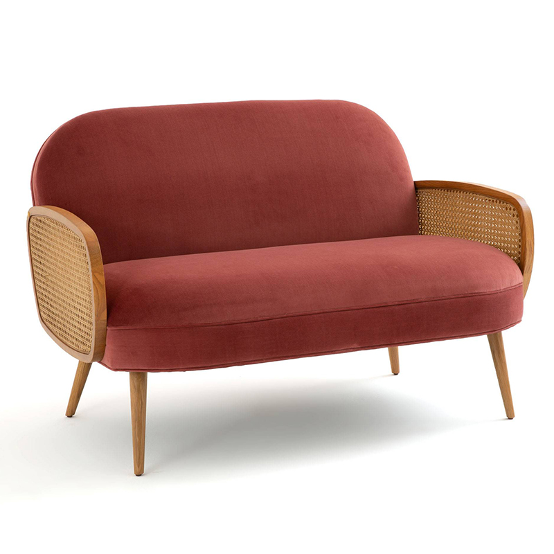 Диван Morten Wicker Crimson Sofa Малиновый Малиновый (Crimson) в Нижнем Новгороде | Loft Concept 