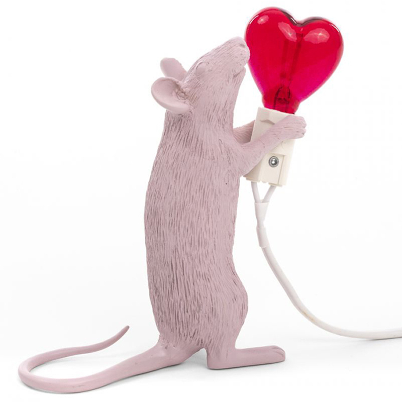 Настольная лампа Seletti Mouse Step Love USB Белый Красный в Нижнем Новгороде | Loft Concept 