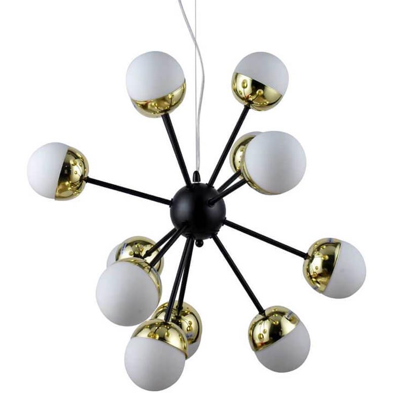 Люстра Sputnik White and Gold Globe Chandelier 12 Черный Золотой Белый в Нижнем Новгороде | Loft Concept 