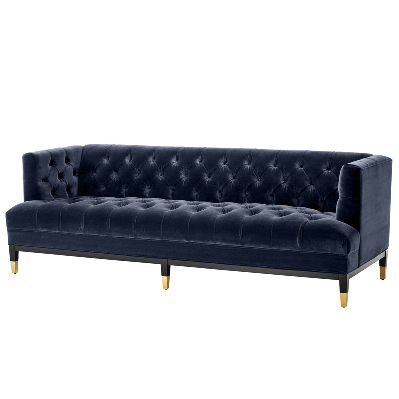 Диван Eichholtz Sofa Castelle midnight blue Темно-синий Черный Латунь в Нижнем Новгороде | Loft Concept 