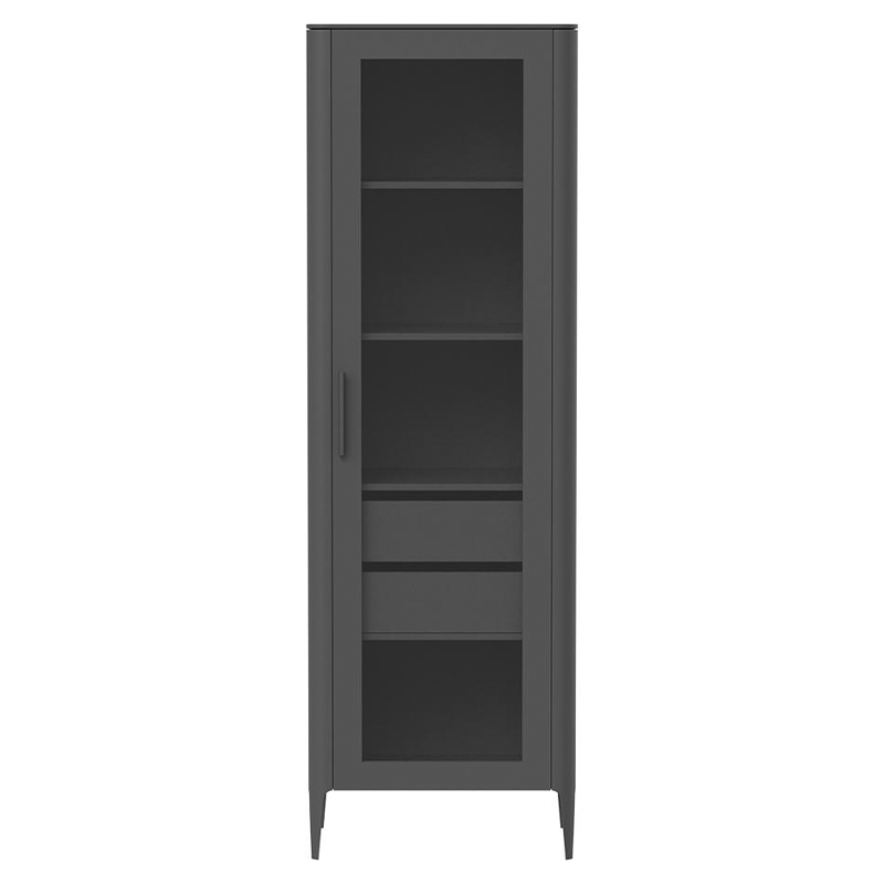 Витрина темно-серая со стеклянной дверью с 4-мя полками и 2-мя ящиками Type  Серый в Нижнем Новгороде | Loft Concept 