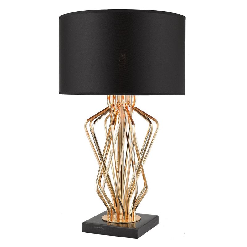 Настольная лампа Lester Table Lamp Черный Мрамор Nero Глянцевое золото в Нижнем Новгороде | Loft Concept 