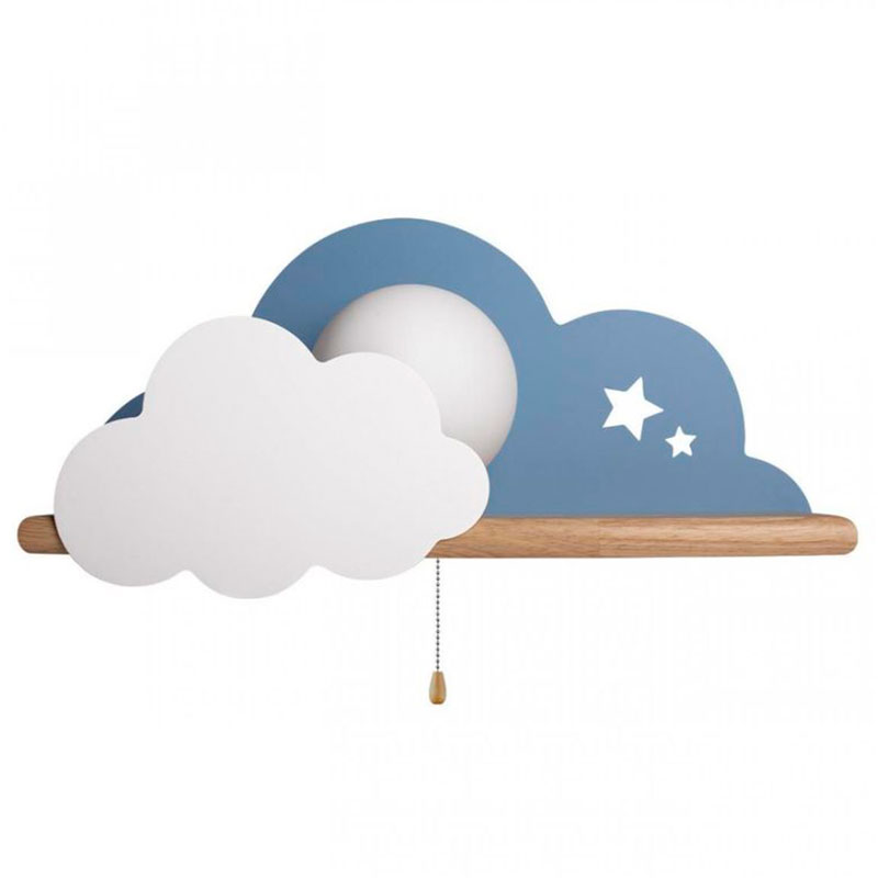 Бра с полкой голубое Облако Wall Lamp Blue Cloud Голубой Древесина в Нижнем Новгороде | Loft Concept 