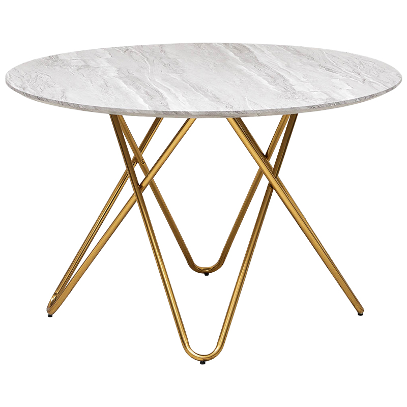 Обеденный круглый стол Alanis Round Dinner Table Золотой Белый Серый в Нижнем Новгороде | Loft Concept 