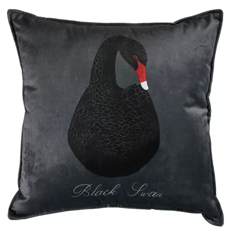 Декоративная подушка Black Swan I Cushion Черная Черный Серый Красный в Нижнем Новгороде | Loft Concept 