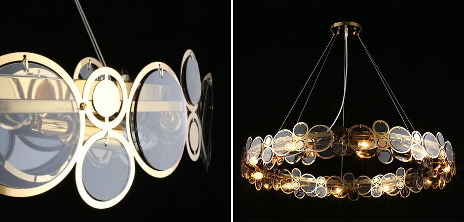 Люстра с дымчатым стеклом Golden Circles Люстра с дымчатым стеклом Golden Circles - Loft-Concept в Нижнем Новгороде