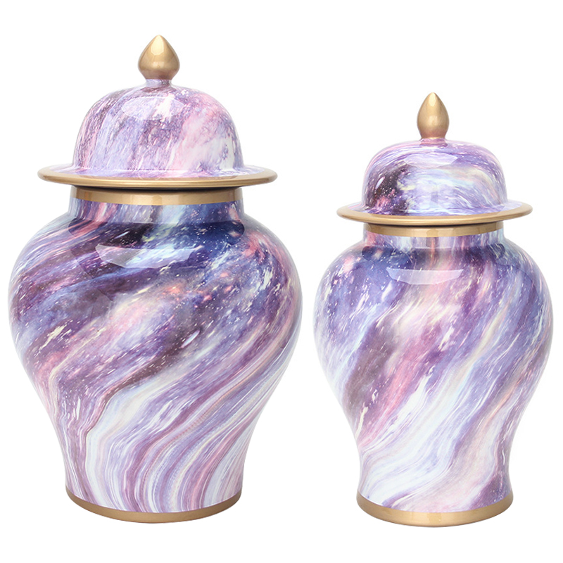 Ваза с крышкой Violet Colored Rainbow Vase Золотой Фиолетовый Ваза с крышкой Violet Colored Rainbow Vase Золотой Фиолетовый в Нижнем Новгороде | Loft Concept