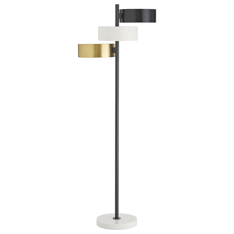 Торшер Arteriors HUTTON FLOOR LAMP Латунь Черный Белый в Нижнем Новгороде | Loft Concept 