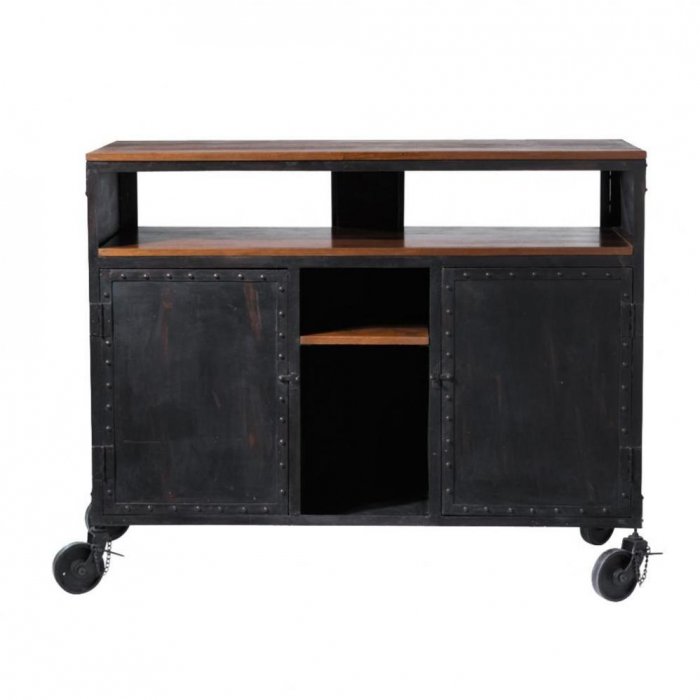 Комод в стиле Индастриал на колёсах Industrial Bar Oak Chest Черный в Нижнем Новгороде | Loft Concept 