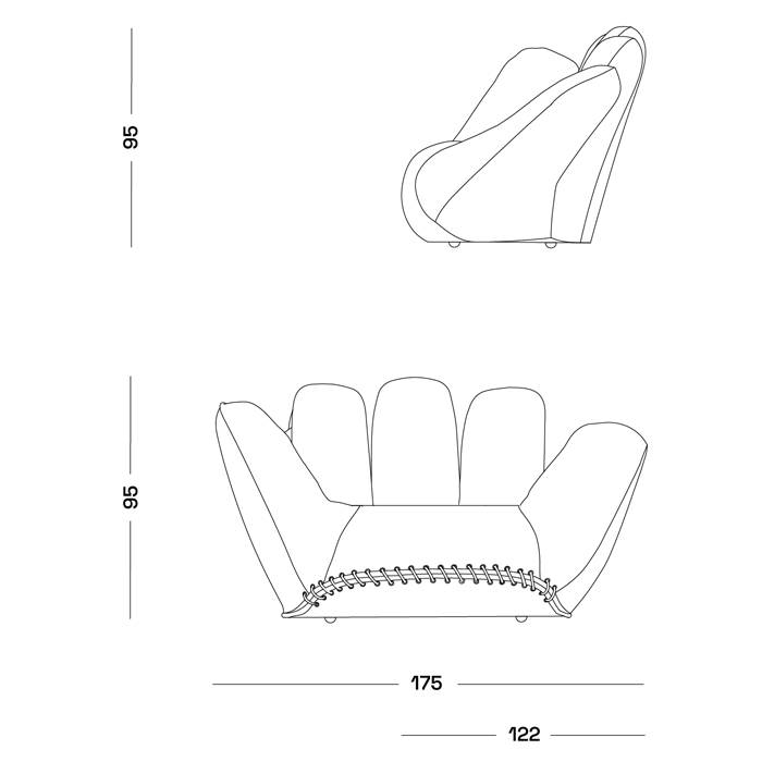 Дизайнерское кожаное кресло в форме руки Poltronova Joe Whip Armchair в Нижнем Новгороде