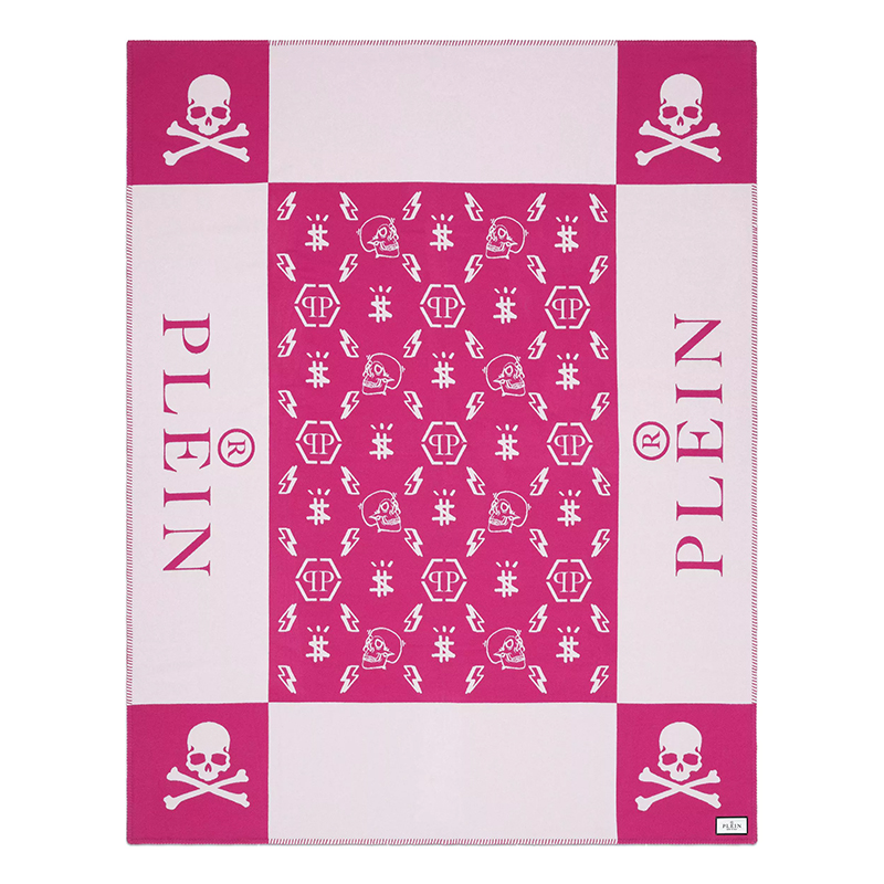 Плед Philipp Plein Plaid Cashmere Skull Pink Розовый Белый в Нижнем Новгороде | Loft Concept 