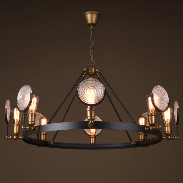 Люстра GASLIGHT LENS Chandelier 8 Черный в Нижнем Новгороде | Loft Concept 