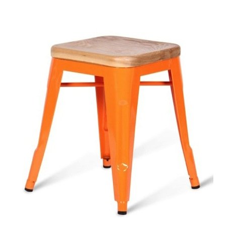 Кухонный стул Tolix Wood Seat Stool Черный Салатовый Нержавеющая сталь Красный Зеленый Желтый Голубой Белый Коричневый Оранжевый Древесина в Нижнем Новгороде | Loft Concept 