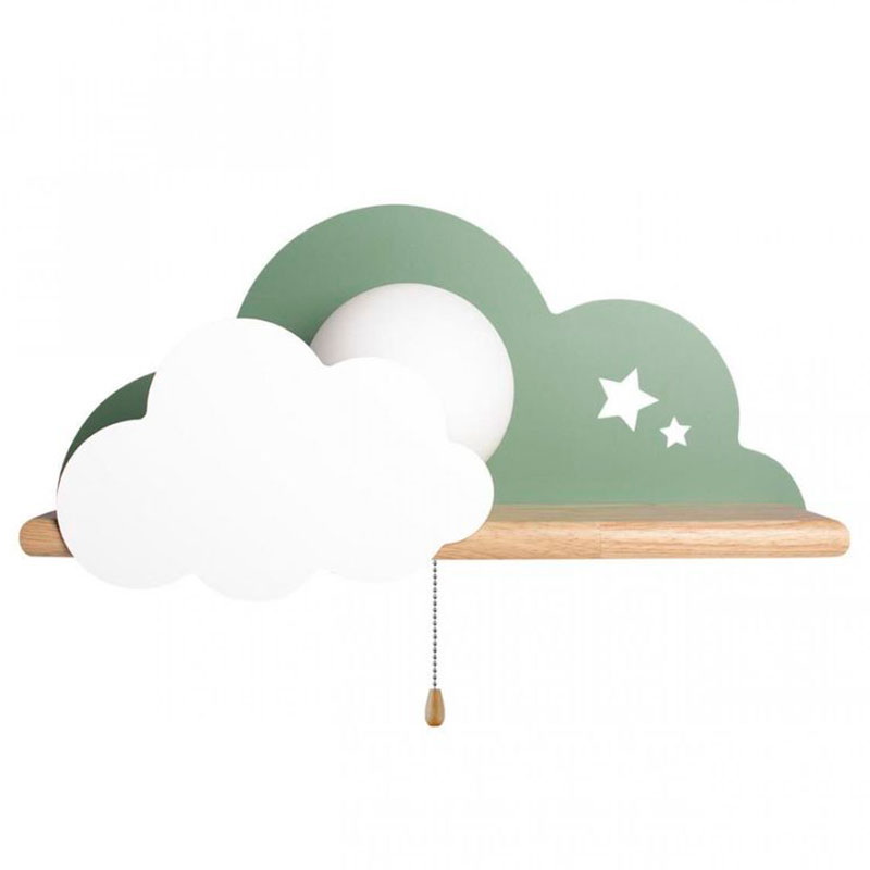 Бра с полкой зелёное Облако Wall Lamp Green Cloud Зеленый Древесина в Нижнем Новгороде | Loft Concept 