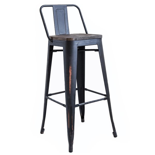 Барный стул Tolix Bar Stool Wood Черный матовый в Нижнем Новгороде | Loft Concept 