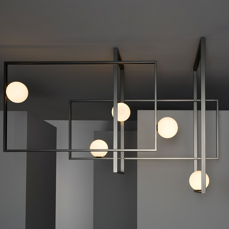 Люстра Mondrian Glass Venicem Ceiling Lamp graphite Белое матовое стекло Графит сатин в Нижнем Новгороде | Loft Concept 