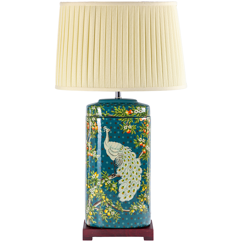 Настольная лампа White Peacock Lampshade Изумрудный Бежевый Мульти в Нижнем Новгороде | Loft Concept 