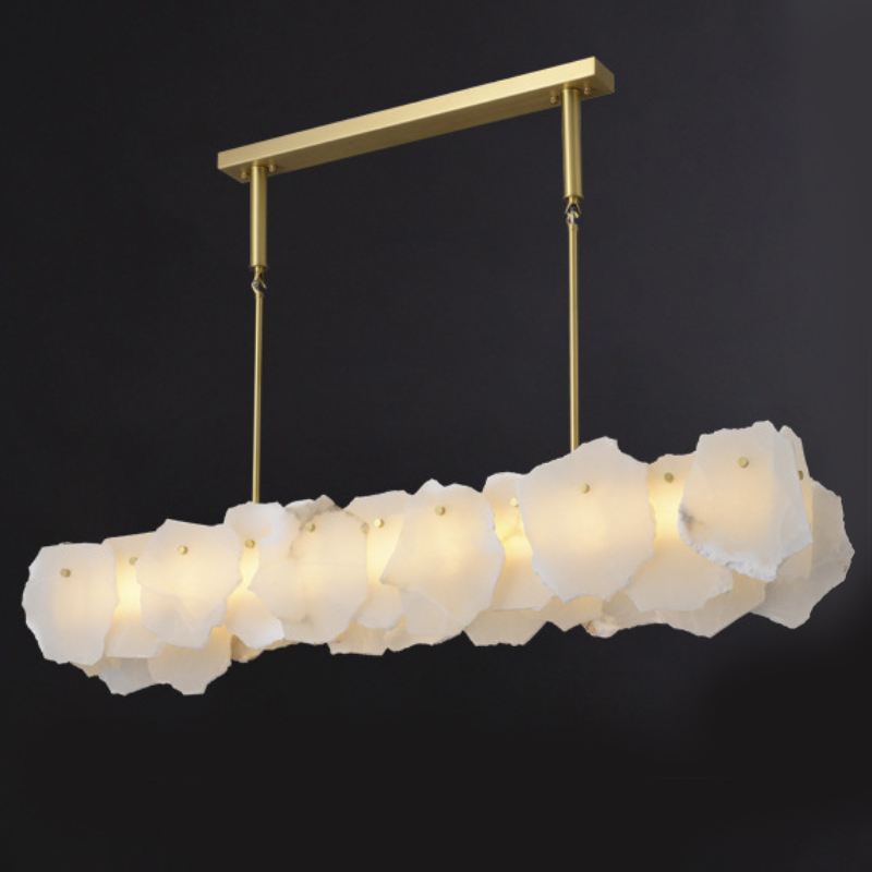 Люстра Lucretia Marble Rectangular Chandelier Латунь Белый Мрамор Bianco в Нижнем Новгороде | Loft Concept 