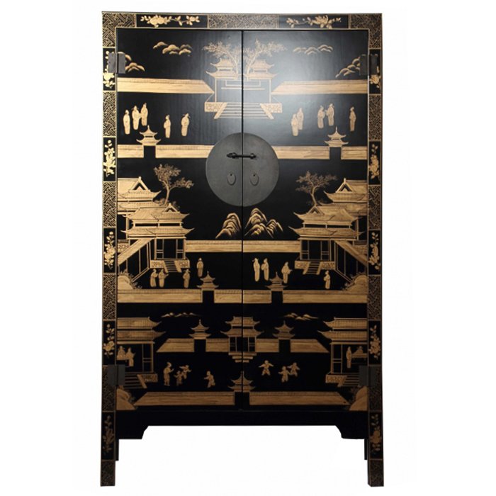 Китайский шкаф Black Gold Cabinet Low Черный в Нижнем Новгороде | Loft Concept 