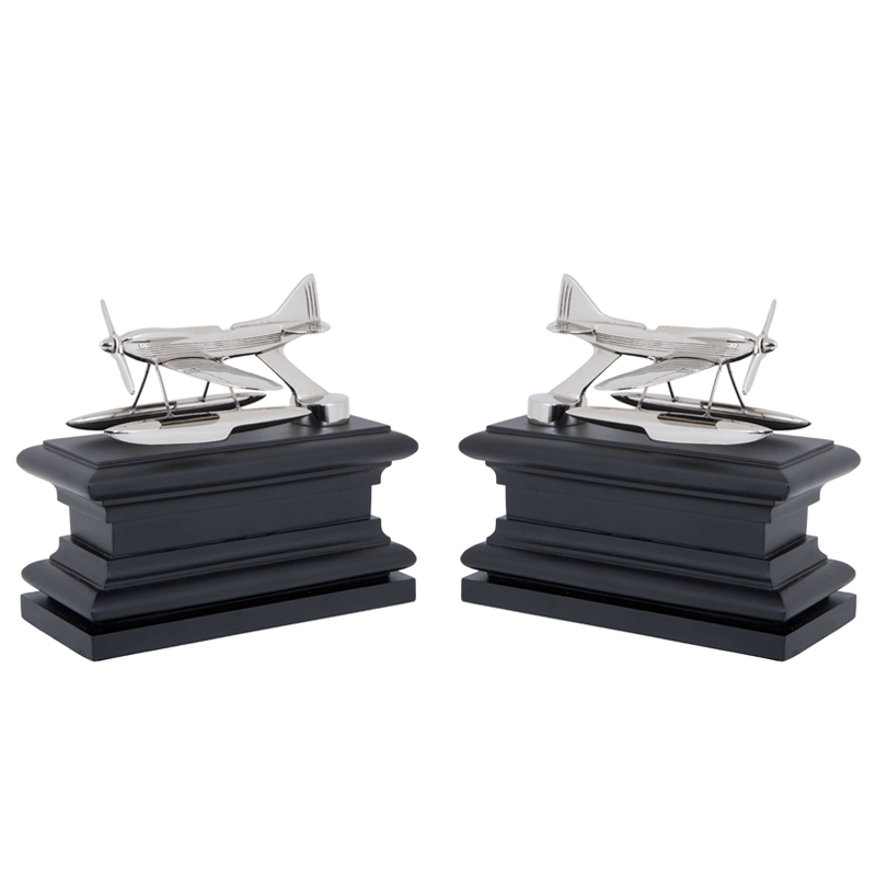 Держатель для книг Eichholtz Bookend Hydroplane set of 2 Nickel Никель Черный в Нижнем Новгороде | Loft Concept 