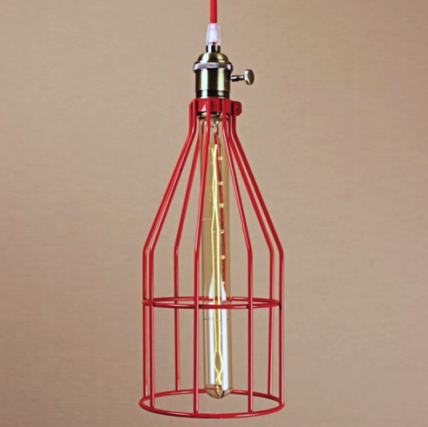 Подвесной светильник Wire Cage Pendant Twix Red Красный в Нижнем Новгороде | Loft Concept 