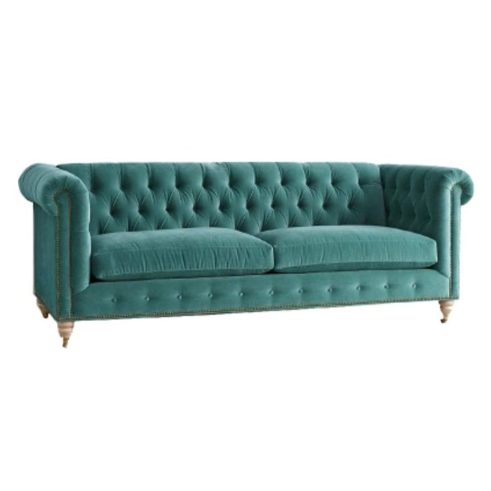 Трехместный диван Velvet Lyre Chesterfield Sofa Серый Фиолетовый Красный Малахит (зеленый) Бирюзовый Голубой пастельный Золотой в Нижнем Новгороде | Loft Concept 