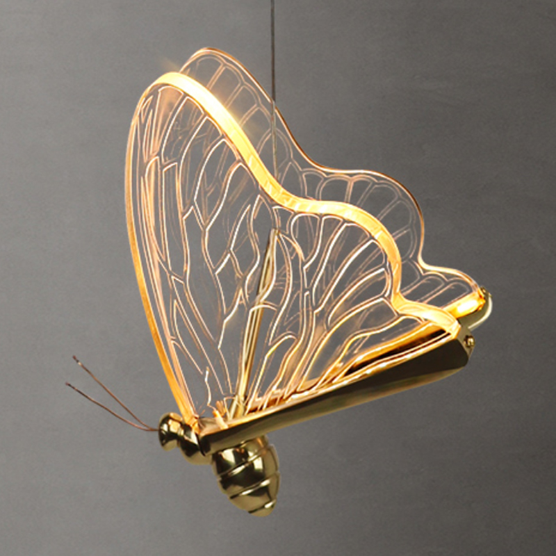 Люстра Glass butterfly chandelier C Глянцевое золото Прозрачный Черный в Нижнем Новгороде | Loft Concept 