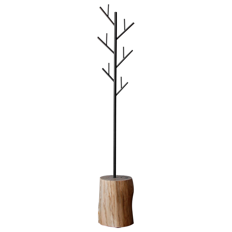 Вешалка Metal Branches and Stump Floor Hanger Black Черный Светлый дуб в Нижнем Новгороде | Loft Concept 