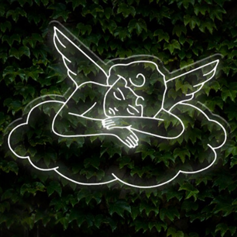 Неоновая настенная лампа Sleeping Angel Neon Wall Lamp Белый Белый Прозрачный в Нижнем Новгороде | Loft Concept 