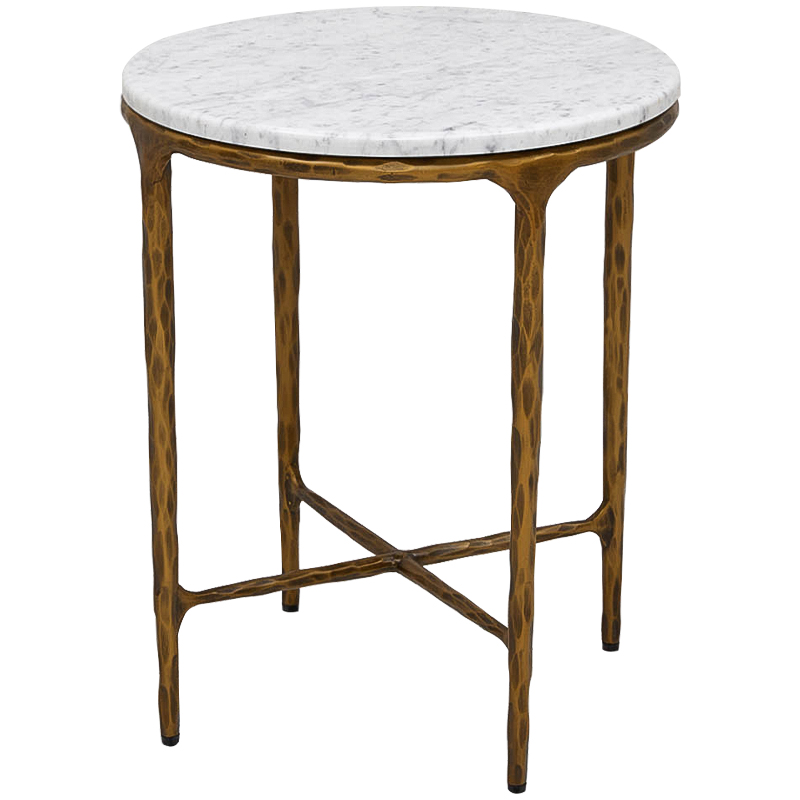 Приставной стол круглый с мраморной столешницей Randy Marble Round Coffee Table Белый Мрамор Bianco Золотой в Нижнем Новгороде | Loft Concept 