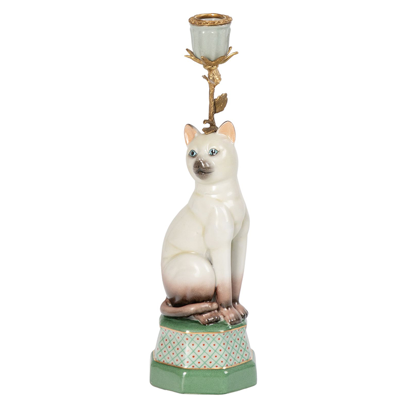 Подсвечник фигурка Кошка Candlestick cat Белый Мульти в Нижнем Новгороде | Loft Concept 