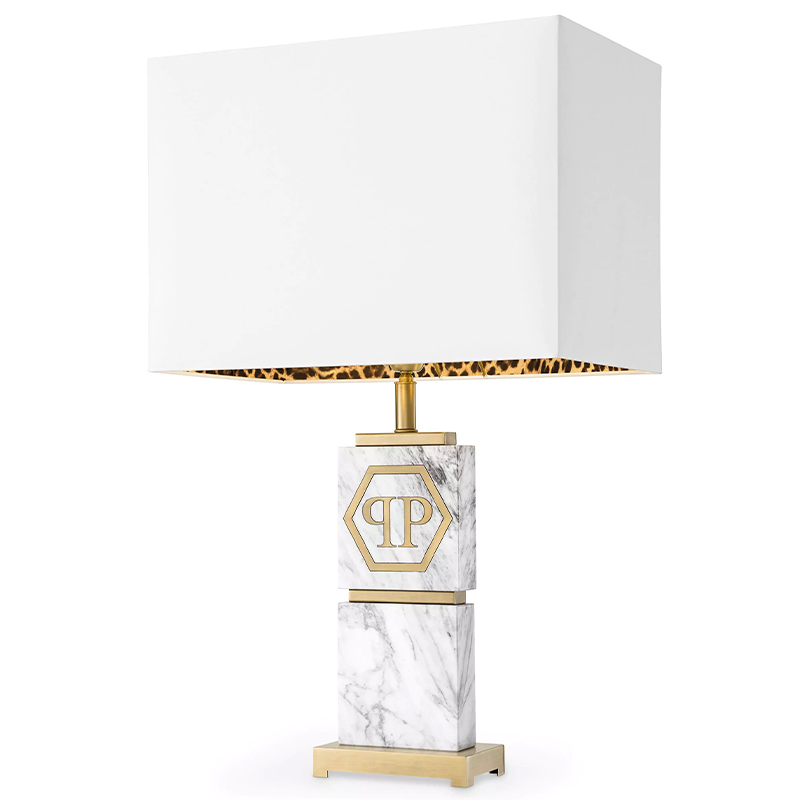 Настольная лампа Philipp Plein Table Lamp King Белый Мрамор Bianco Золотой Белый в Нижнем Новгороде | Loft Concept 