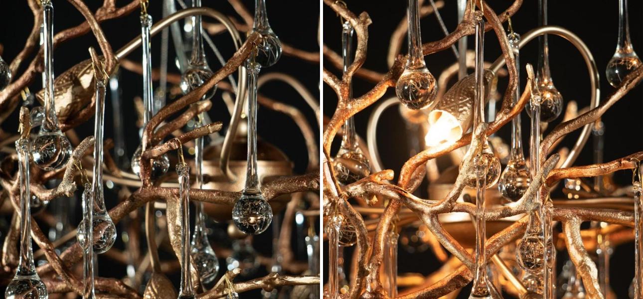 Люстра Crystal Drops Gold 125 см - фото №3