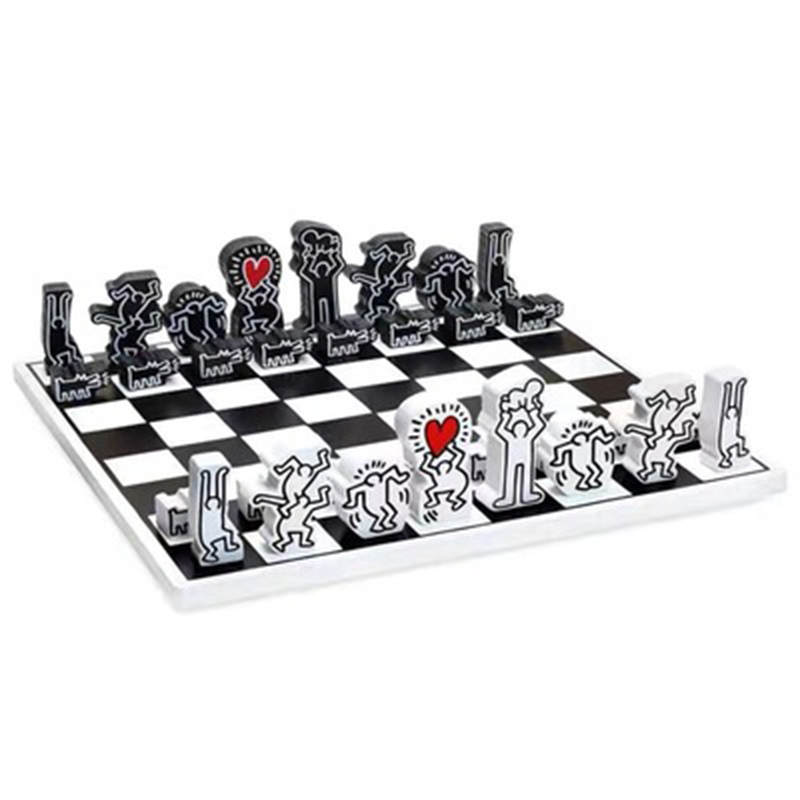 Деревянный шахматный набор Keith Haring Chess Set Белый Черный Красный в Нижнем Новгороде | Loft Concept 