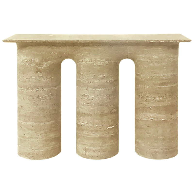 Консоль Three Columns Marble Travertine Console Песочный Коричневый в Нижнем Новгороде | Loft Concept 