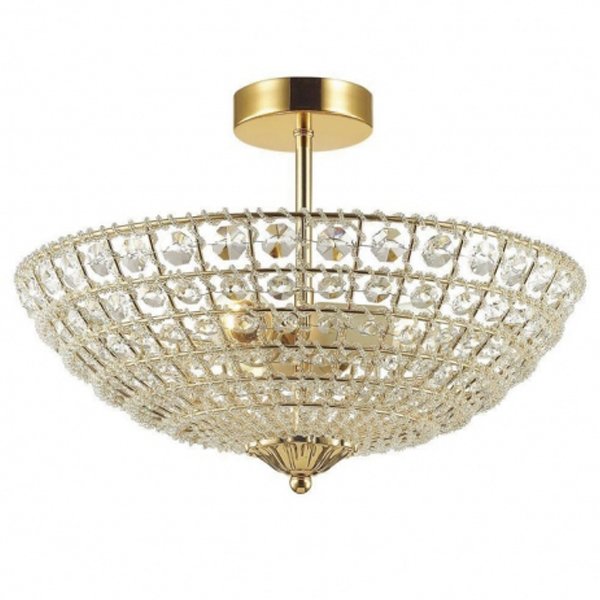 Потолочный светильник Casbah Crystal Top Lamp 3 Gold Прозрачный Глянцевое золото в Нижнем Новгороде | Loft Concept 