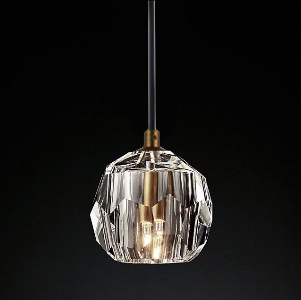 Подвесной светильник RH Boule De Cristal Single Rod Pendant Brass Латунь в Нижнем Новгороде | Loft Concept 