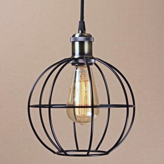 Подвесной светильник Wire Cage Pendant Ball Black Черный в Нижнем Новгороде | Loft Concept 