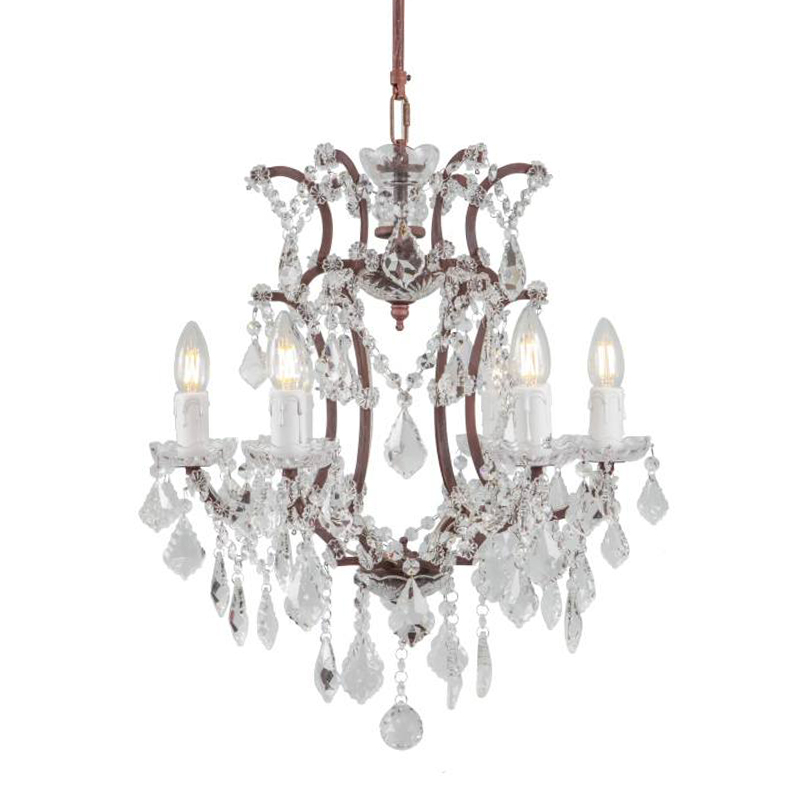 Люстра 19th c. Rococo IRON & CLEAR CRYSTAL Brown Chandelier 6 Коричневый винтаж Прозрачное Стекло в Нижнем Новгороде | Loft Concept 