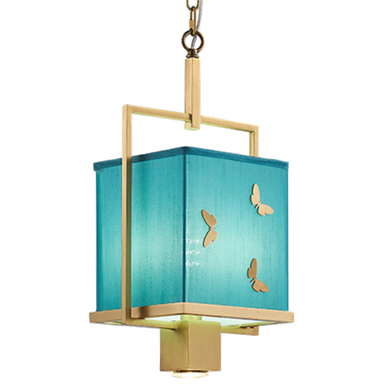 Светильник с бабочками Butterflies Blue Background Hanging lamp Латунь Бирюзовый в Нижнем Новгороде | Loft Concept 