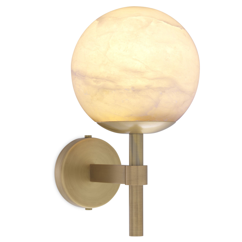 Бра Eichholtz Wall Lamp Jade alabaster Латунь Античная полированная Белый в Нижнем Новгороде | Loft Concept 