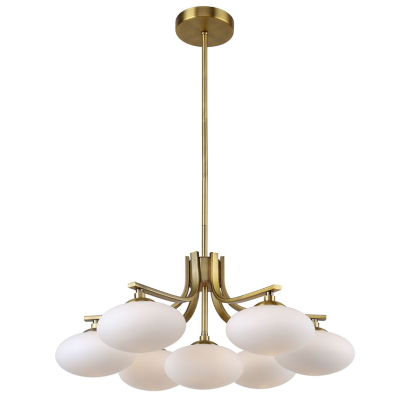 Oval Balls Mushrooms Chandelier 7 Brass Латунь Прозрачный белый в Нижнем Новгороде | Loft Concept 