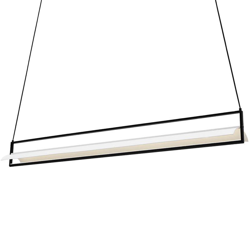 Дизайнерский линейный подвесной светильник CANVAS LINEAR RECTANGULAR HANGING LAMP Черный Белый в Нижнем Новгороде | Loft Concept 