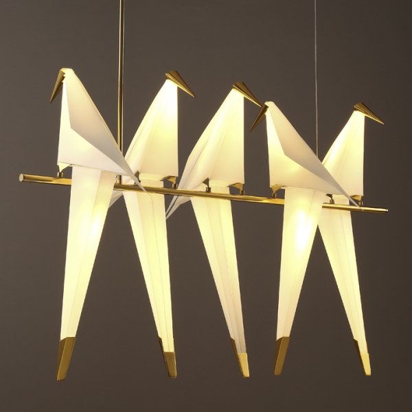 Люстра Origami Bird Chandelier Line 5 Бежево-серый Золотой в Нижнем Новгороде | Loft Concept 