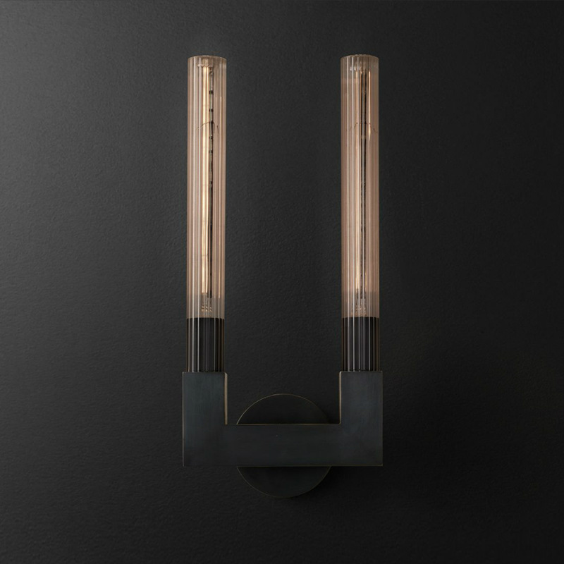 Бра RH CANNELLE wall lamp DOUBLE Sconces Black Черный Прозрачное Стекло в Нижнем Новгороде | Loft Concept 