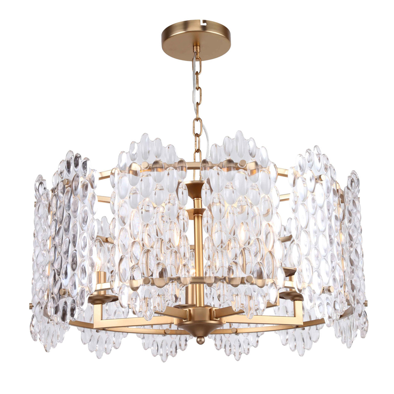 Люстра подвесная Textured Glass Chandelier D61 Прозрачное Стекло Глянцевое золото в Нижнем Новгороде | Loft Concept 